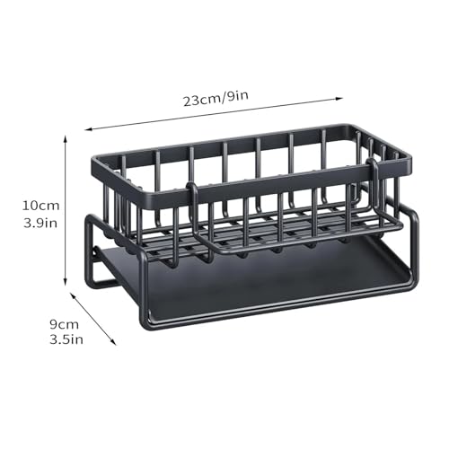 SAPIIKEF Abflussregal for die Küchenspüle, Organizer for Schwamm, Wasserhahnhalter, Seifenabtropffläche, Geschirrtuchhalter, Handtuchhalter, Küchenspüle-Organizer(Black Pro) von SAPIIKEF