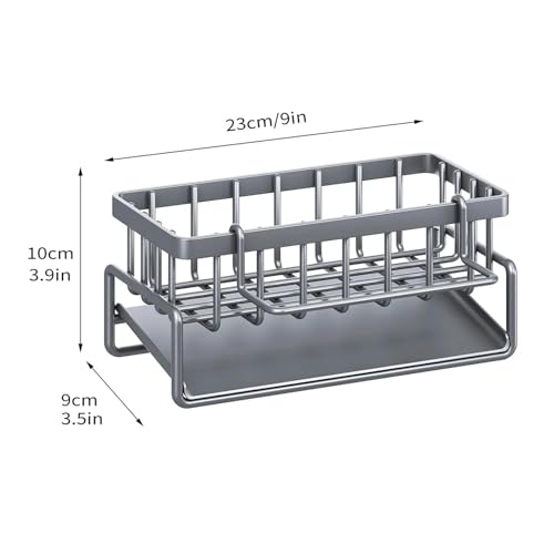 SAPIIKEF Abflussregal for die Küchenspüle, Organizer for Schwamm, Wasserhahnhalter, Seifenabtropffläche, Geschirrtuchhalter, Handtuchhalter, Küchenspüle-Organizer(Grey Pro) von SAPIIKEF