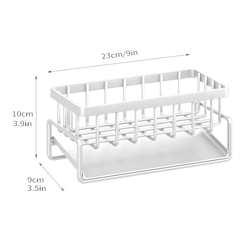 SAPIIKEF Abflussregal for die Küchenspüle, Organizer for Schwamm, Wasserhahnhalter, Seifenabtropffläche, Geschirrtuchhalter, Handtuchhalter, Küchenspüle-Organizer(White) von SAPIIKEF