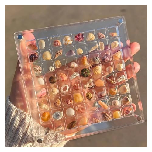 SAPIIKEF Acryl-Schmuckkästchen mit Muscheln und Magneten, langlebige Aufbewahrungsbox mit Seesternen for Perlen- und Nagelschmuck(100 Grid) von SAPIIKEF