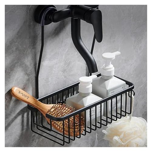 SAPIIKEF Aluminium Badezimmerregal ohne Bohren, Duschregal Regale Shampoohalter, Korbaufbewahrung Organizer Badezimmerzubehör(Black) von SAPIIKEF