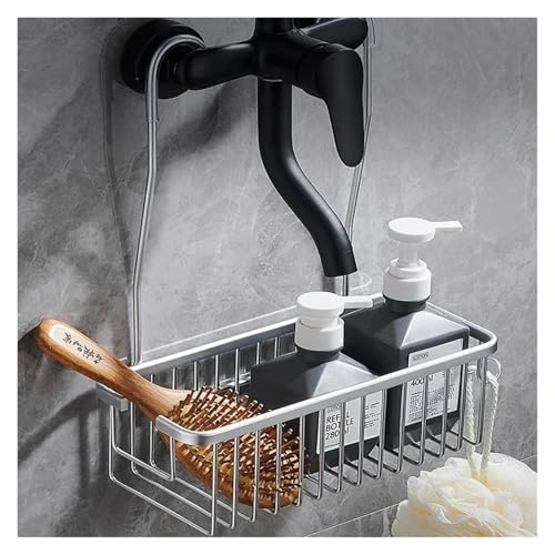 SAPIIKEF Aluminium Badezimmerregal ohne Bohren, Duschregal Regale Shampoohalter, Korbaufbewahrung Organizer Badezimmerzubehör(White) von SAPIIKEF
