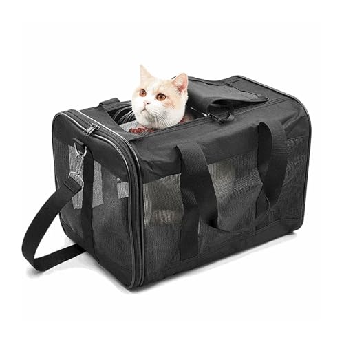 SAPIIKEF Atmungsaktives Katzennest, tragbare, leichte Out-Umhängetasche, faltbares Auto, tragbarer Katzenkäfig, Haustiertasche(Black,S 42x28x28cm) von SAPIIKEF