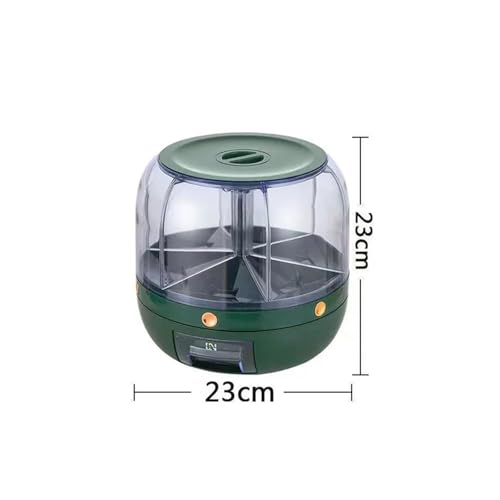 SAPIIKEF Aufbewahrungsbox for die Küche, Reisspender, rotierendes, geteiltes Design, feuchtigkeitsbeständiger Behälter for versiegelten, trockenen Getreideeimer(Dark Green) von SAPIIKEF