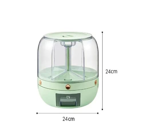 SAPIIKEF Aufbewahrungsbox for die Küche, Reisspender, rotierendes, geteiltes Design, feuchtigkeitsbeständiger Behälter for versiegelten, trockenen Getreideeimer(Green) von SAPIIKEF