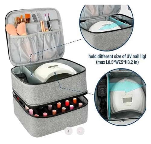 SAPIIKEF Aufbewahrungstasche for Nagellack, Tasche for ätherische Öle, tragbares kosmetisches Nagelpflegeset, Aufbewahrungsbox for Nagelpflegewerkzeuge, doppellagig, 30 Fächer(Gray) von SAPIIKEF