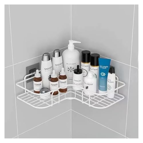 SAPIIKEF Badezimmerregal, an der Wand montierte Eckregale, Shampoo-Halter, Kosmetikregal, Duschablaufkorb aus Eisen, Badezimmer-Organizer(1pc Triangle White) von SAPIIKEF