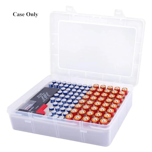 SAPIIKEF Batterie-Aufbewahrungsbox mit Batterietester, Garagen-Caddy-Kofferhalter, Behältertasche for über 90 Batterien, 40 AA von SAPIIKEF