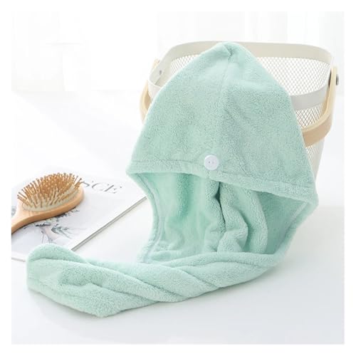 SAPIIKEF Damen Langes Haar Schnelltrocknendes Haarhandtuch Weiche Mikrofaserhandtücher Duschhaube Handtuchhaube Super Absorption Haartrockenhaube(Light Green) von SAPIIKEF