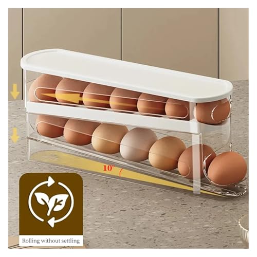 SAPIIKEF Doppelschichtige Eier-Aufbewahrungsbox for den Kühlschrank, automatischer Eier-Rollhalter, Regal im Leiterstil, Eierspender for den Kühlschrank, Eier-Organizer-Halter SAPIIKEF Doppelschichtige Eier-Aufbewahrungsbox for den Kühlschrank, automatischer Eier-Rollhalter, Regal im Leiterstil, Eierspender for den Kühlschrank, Eier-Organizer-Halter von SAPIIKEF