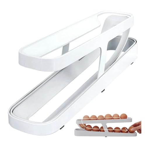 SAPIIKEF Doppelschichtiger Rolling Egg Dispenser Kühlschrank Eieraufbewahrungsbox Automatischer Scrolling Egg Holder Haushalt(Foldable Style) von SAPIIKEF