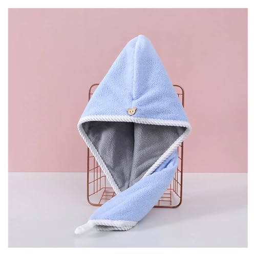 SAPIIKEF Doppelt Dickes Handtuch for trockenes Haar, beidseitig verwendbar, trockene Haarkappe, Badezimmerzubehör, Stillkappe mit Schnalle, Sauna-Spa-Handtuch(Blue and Gray) von SAPIIKEF