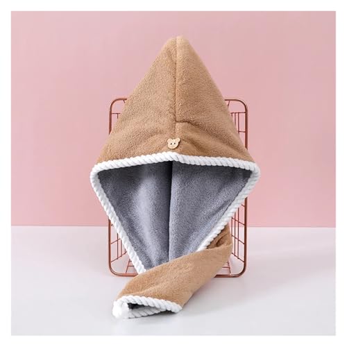 SAPIIKEF Doppelt Dickes Handtuch for trockenes Haar, beidseitig verwendbar, trockene Haarkappe, Badezimmerzubehör, Stillkappe mit Schnalle, Sauna-Spa-Handtuch(Brown and Gray) von SAPIIKEF