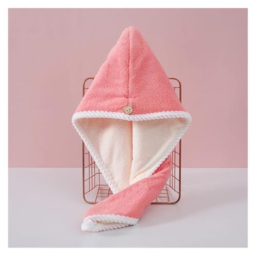 SAPIIKEF Doppelt Dickes Handtuch for trockenes Haar, beidseitig verwendbar, trockene Haarkappe, Badezimmerzubehör, Stillkappe mit Schnalle, Sauna-Spa-Handtuch(Pink and White) von SAPIIKEF