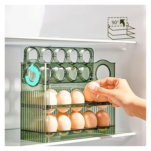 SAPIIKEF Eier-Kühlschrank-Aufbewahrungsbox mit großem Fassungsvermögen for die Küche – tragbarer mehrschichtiger Eierablage-Organizer, bequem zu öffnender/schließender Eierhalter(Green) von SAPIIKEF