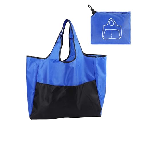 SAPIIKEF Große Faltbare Einkaufstasche, Wiederverwendbare Öko-Tasche, Obst-Picknicktasche, Lebensmittelpaket, Strandspielzeug-Aufbewahrungstaschen, Damen-Tragetasche, Schultertasche(Blue) von SAPIIKEF