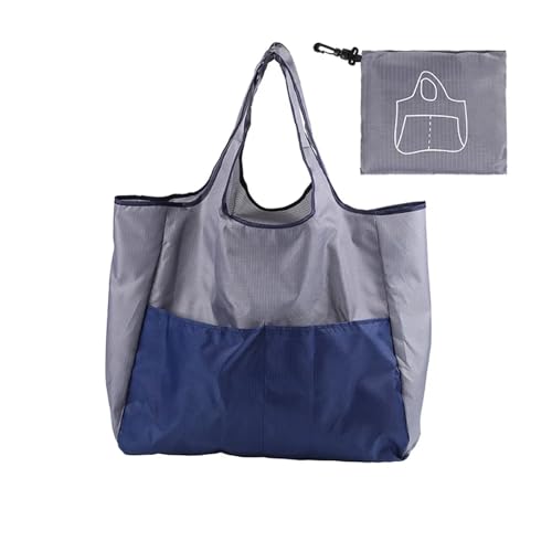 SAPIIKEF Große Faltbare Einkaufstasche, Wiederverwendbare Öko-Tasche, Obst-Picknicktasche, Lebensmittelpaket, Strandspielzeug-Aufbewahrungstaschen, Damen-Tragetasche, Schultertasche(Grey) von SAPIIKEF