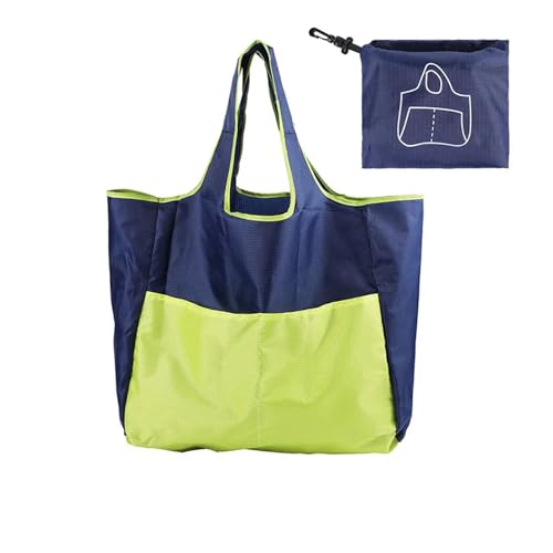 SAPIIKEF Große Faltbare Einkaufstasche, Wiederverwendbare Öko-Tasche, Obst-Picknicktasche, Lebensmittelpaket, Strandspielzeug-Aufbewahrungstaschen, Damen-Tragetasche, Schultertasche(Navy Blue) von SAPIIKEF
