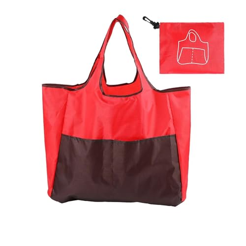 SAPIIKEF Große Faltbare Einkaufstasche, Wiederverwendbare Öko-Tasche, Obst-Picknicktasche, Lebensmittelpaket, Strandspielzeug-Aufbewahrungstaschen, Damen-Tragetasche, Schultertasche(Red) von SAPIIKEF