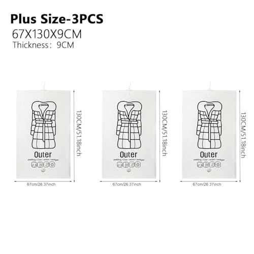 SAPIIKEF Hängende Vakuumbeutel, platzsparende Kleidung, Chang, transparenter Vakuumbeutel zur Aufbewahrung von Kleidung, Daunenjacke(Plus Size-3PCS) von SAPIIKEF