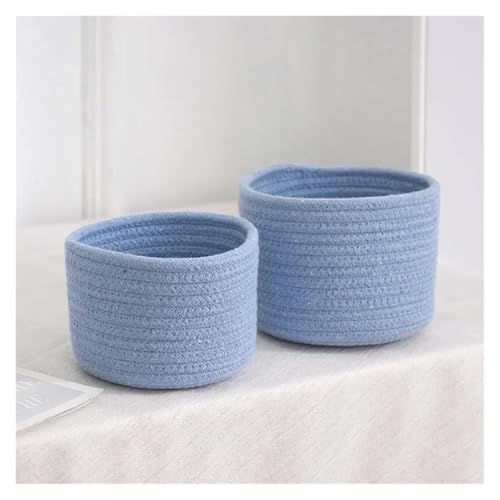 SAPIIKEF Handgefertigter Aufbewahrungskorb aus gewebtem Baumwollseil, for den Schreibtisch, for Kleinigkeiten, Spielzeug, Kosmetik, Schlüssel, Snacks, Kleinigkeiten(Blue,S) von SAPIIKEF