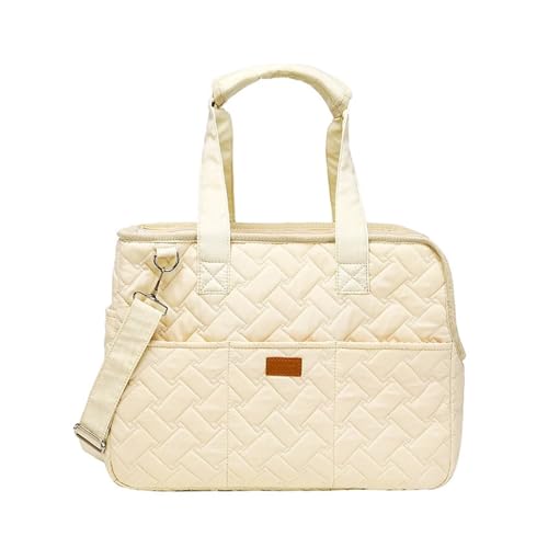 SAPIIKEF Haustiertasche Hund Ausgehen Tragbarer Rucksack Katze Reise Umhängetasche Auto Waschbar Welpenträger Tote Sicherheit(Off White,L 41x30x18cm) von SAPIIKEF