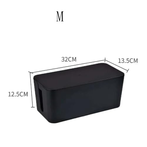 SAPIIKEF Kabelaufbewahrungsbox Desktop-Steckdosenleisten-Aufbewahrungsbox Staubdichte Steckdosen-Aufbewahrungsbox Home Wire Case Kabelmanagement Kabel-Organizer(Black-m) von SAPIIKEF