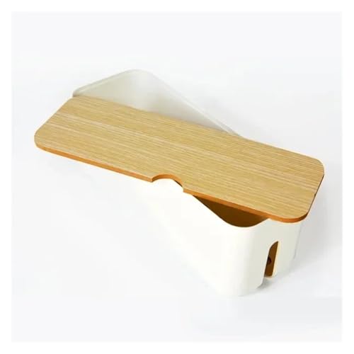 SAPIIKEF Kabelaufbewahrungsbox aus Holz, Aufbewahrungskoffer for Stromleitungen, staubdicht, Organizer for Ladegeräte, Steckdosen, Kabelkoffer, Heimkabelaufwickler(Style 2-White) von SAPIIKEF