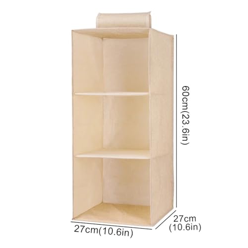 SAPIIKEF Kleiderschrank Hängende Aufbewahrungstasche Zwischenschicht Schubladentyp Kleidung Kleidung Organizer Zusammenklappbare Lagerregale Schrank Organizer(Beige 3-Layer) von SAPIIKEF