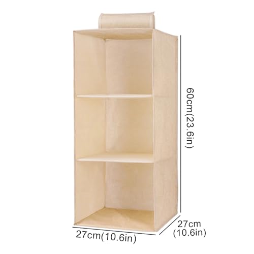 SAPIIKEF Kleiderschrank Hängende Aufbewahrungstasche Zwischenschicht Schubladentyp Kleidung Kleidung Organizer Zusammenklappbare Lagerregale Schrank Organizer(Beige 3-Layer) von SAPIIKEF