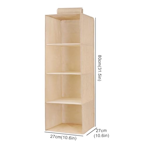 SAPIIKEF Kleiderschrank Hängende Aufbewahrungstasche Zwischenschicht Schubladentyp Kleidung Kleidung Organizer Zusammenklappbare Lagerregale Schrank Organizer(Beige 4-Layer) von SAPIIKEF