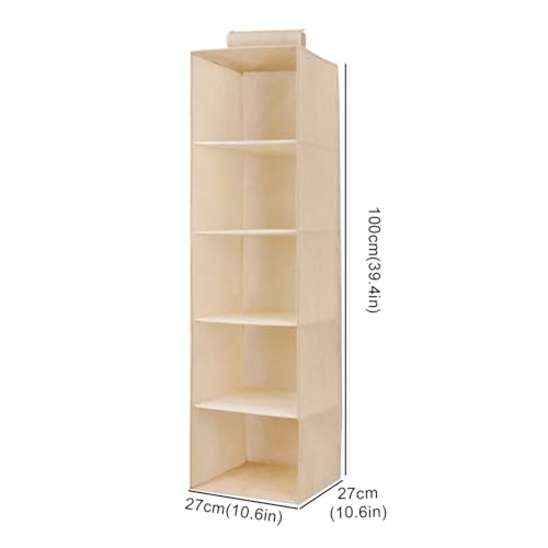 SAPIIKEF Kleiderschrank Hängende Aufbewahrungstasche Zwischenschicht Schubladentyp Kleidung Kleidung Organizer Zusammenklappbare Lagerregale Schrank Organizer(Beige 5-Layer) von SAPIIKEF