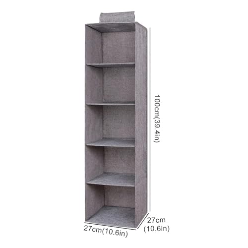 SAPIIKEF Kleiderschrank Hängende Aufbewahrungstasche Zwischenschicht Schubladentyp Kleidung Kleidung Organizer Zusammenklappbare Lagerregale Schrank Organizer(Gray 5-Layer) von SAPIIKEF
