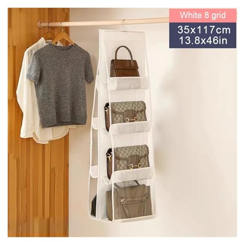 SAPIIKEF Kleiderschrank transparente Aufbewahrungstasche Hängende Handtasche Organizer Diverse Schuhtasche mit Kleiderbügel Beutel transparente Aufbewahrung(White 8 Grid) von SAPIIKEF