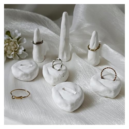 SAPIIKEF Kreativer handgefertigter Ringhalter aus Gips, Schmuck-Kunst-Display, Präsentationsrahmen, Schmuck-Fotografie-Requisiten(L 8CM) von SAPIIKEF