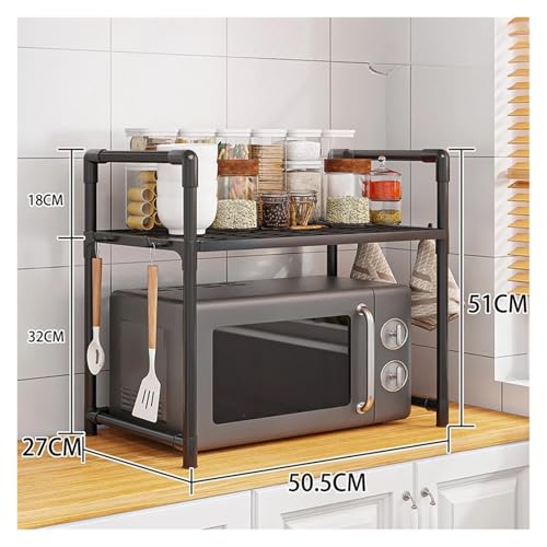 SAPIIKEF Küchenregal, Mikrowellenregal, Gewürzregal, mehrschichtig, einfache Regale for Aufräumen der Arbeitsplatte, Küchenzubehör(2 Layers Black) von SAPIIKEF