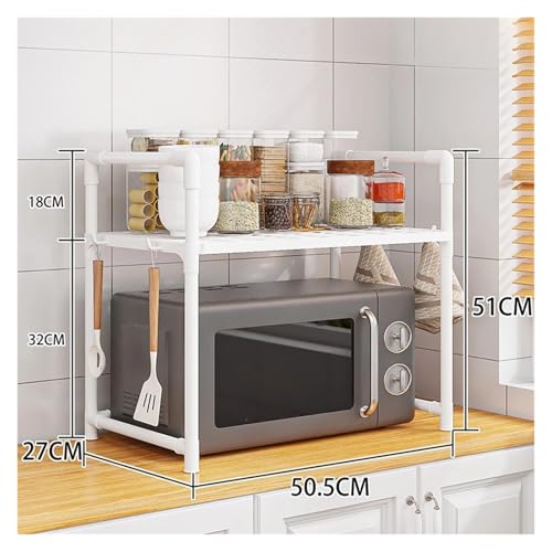 SAPIIKEF Küchenregal, Mikrowellenregal, Gewürzregal, mehrschichtig, einfache Regale for Aufräumen der Arbeitsplatte, Küchenzubehör(2 Layers White) von SAPIIKEF