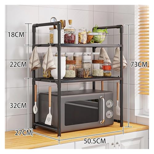 SAPIIKEF Küchenregal, Mikrowellenregal, Gewürzregal, mehrschichtig, einfache Regale for Aufräumen der Arbeitsplatte, Küchenzubehör(3 Layers Black) von SAPIIKEF