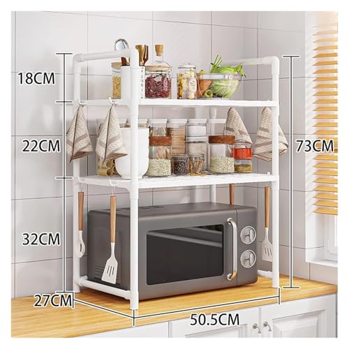 SAPIIKEF Küchenregal, Mikrowellenregal, Gewürzregal, mehrschichtig, einfache Regale for Aufräumen der Arbeitsplatte, Küchenzubehör(3 Layers White) von SAPIIKEF