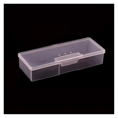 SAPIIKEF Leere Aufbewahrungsbox for Nagelkunst, rechteckig, Kunststoff, weiß, transparent, Puffer, Schleiffeilen, Nagel-Strass-Pinsel, Stiftbehälter(Pink) von SAPIIKEF