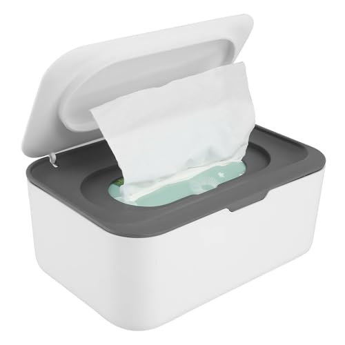 SAPIIKEF Nasse Tissue-Box, Papierspender, tragbar, mit Deckel, Tissue-Aufbewahrungsbox, Halter, staubdicht, Baby-Auto-Organizer, Serviette, Hot(Light Grey) von SAPIIKEF