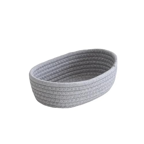 SAPIIKEF 면 끈 수납함 Nordic Baumwolle Seil Gewebt Lagerung Körbe Organisieren Boxen Desktop Kleinigkeiten Organisieren Korb Kleinigkeiten Schlüssel Kosmetik Lagerung(Gray,Medium 26X16X8CM) von SAPIIKEF