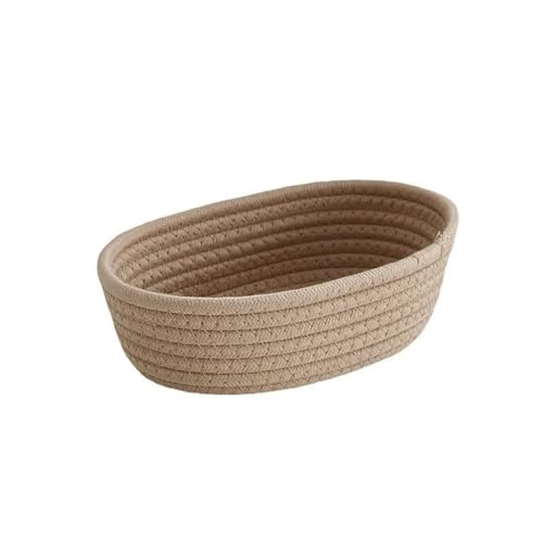 SAPIIKEF 면 끈 수납함 Nordic Baumwolle Seil Gewebt Lagerung Körbe Organisieren Boxen Desktop Kleinigkeiten Organisieren Korb Kleinigkeiten Schlüssel Kosmetik Lagerung(Khaki,Small 23X13X7CM) von SAPIIKEF