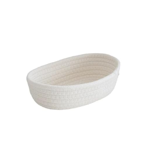 SAPIIKEF 면 끈 수납함 Nordic Baumwolle Seil Gewebt Lagerung Körbe Organisieren Boxen Desktop Kleinigkeiten Organisieren Korb Kleinigkeiten Schlüssel Kosmetik Lagerung(White,Small 23X13X7CM) von SAPIIKEF