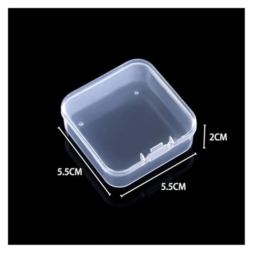 SAPIIKEF Quadratische Kunststoff-Aufbewahrungsbox, transparent, for Schmuck, Perlen, kleine Gegenstände, Kleinigkeiten, Organizer, Verpackungskoffer, Angelzubehör(5.5x5.5x2cm) von SAPIIKEF
