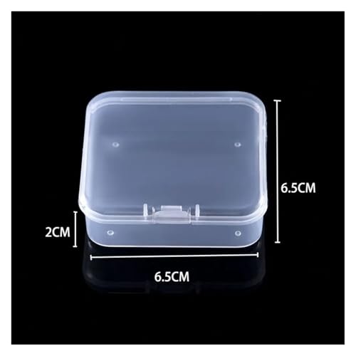 SAPIIKEF Quadratische Kunststoff-Aufbewahrungsbox, transparent, for Schmuck, Perlen, kleine Gegenstände, Kleinigkeiten, Organizer, Verpackungskoffer, Angelzubehör(6.5x6.5x2cm) von SAPIIKEF