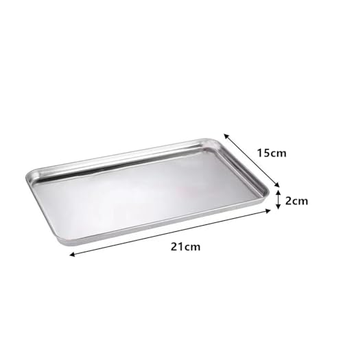 SAPIIKEF Rechteckiges Tablett aus Edelstahl, Buffet-Präsentationstablett, Servierplatte aus Metall, Reis- und Nudelpfanne, Aufbewahrungsorganisator for Haushaltsgeschirr(21x15x2CM) von SAPIIKEF