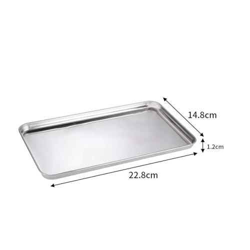 SAPIIKEF Rechteckiges Tablett aus Edelstahl, Buffet-Präsentationstablett, Servierplatte aus Metall, Reis- und Nudelpfanne, Aufbewahrungsorganisator for Haushaltsgeschirr(22.8x14.8x1.2CM) von SAPIIKEF