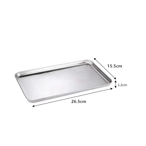 SAPIIKEF Rechteckiges Tablett aus Edelstahl, Buffet-Präsentationstablett, Servierplatte aus Metall, Reis- und Nudelpfanne, Aufbewahrungsorganisator for Haushaltsgeschirr(26.5x15.5x1.2CM) von SAPIIKEF