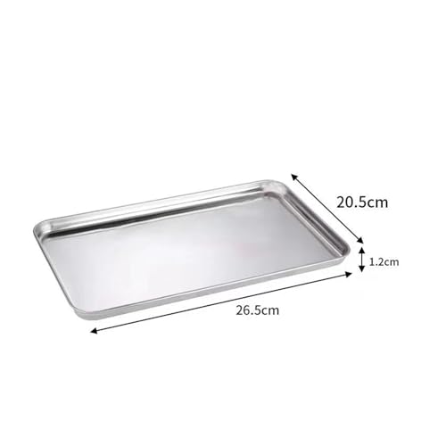 SAPIIKEF Rechteckiges Tablett aus Edelstahl, Buffet-Präsentationstablett, Servierplatte aus Metall, Reis- und Nudelpfanne, Aufbewahrungsorganisator for Haushaltsgeschirr(26x20x1.2cm) von SAPIIKEF